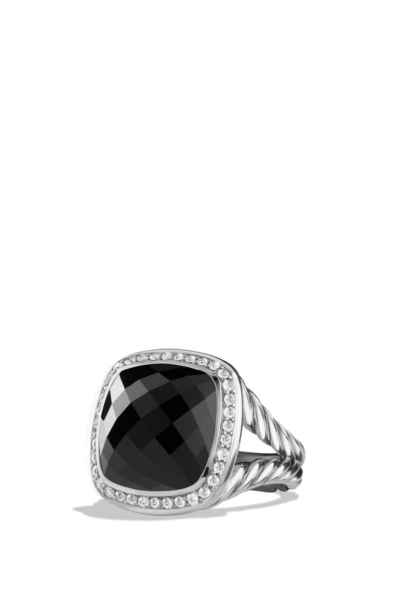 Albion Ring with Semiprecious Stone and Diamonds, Main, color, BLACK ONYX