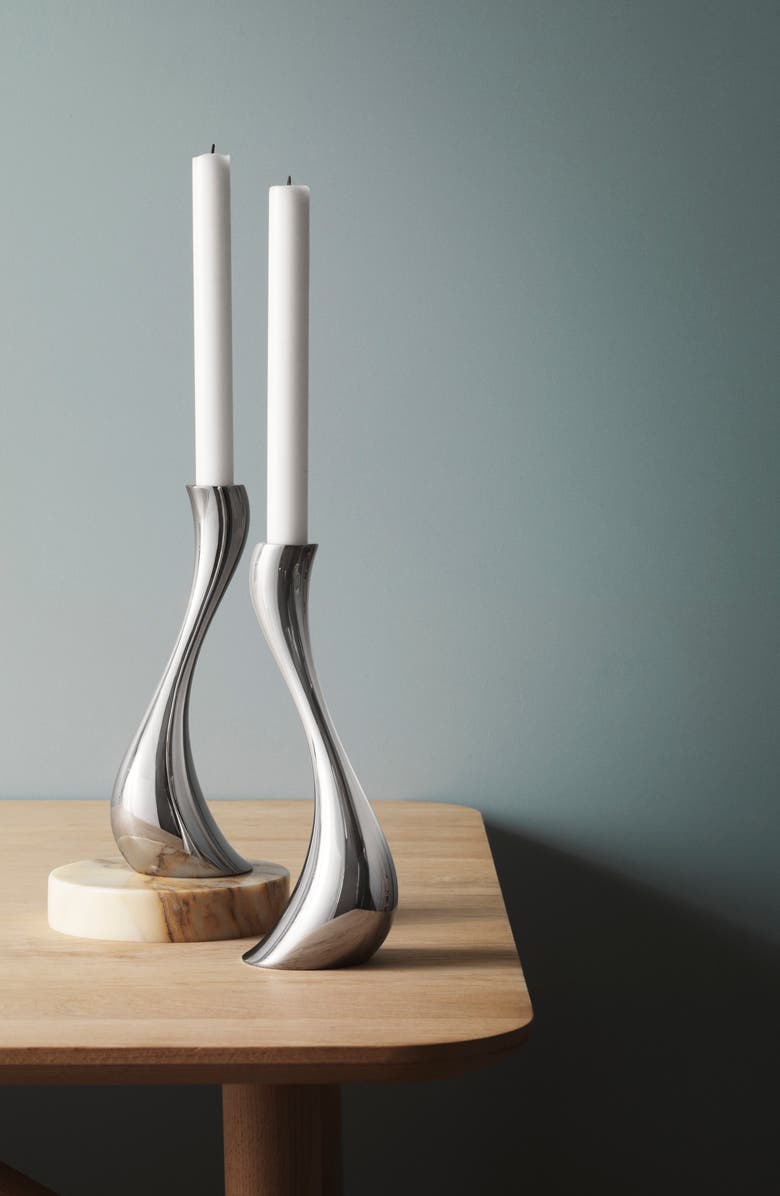 Georg Jensen Set of 2 Cobra Stainless Steel Candleholders, Alternate, color, Silver