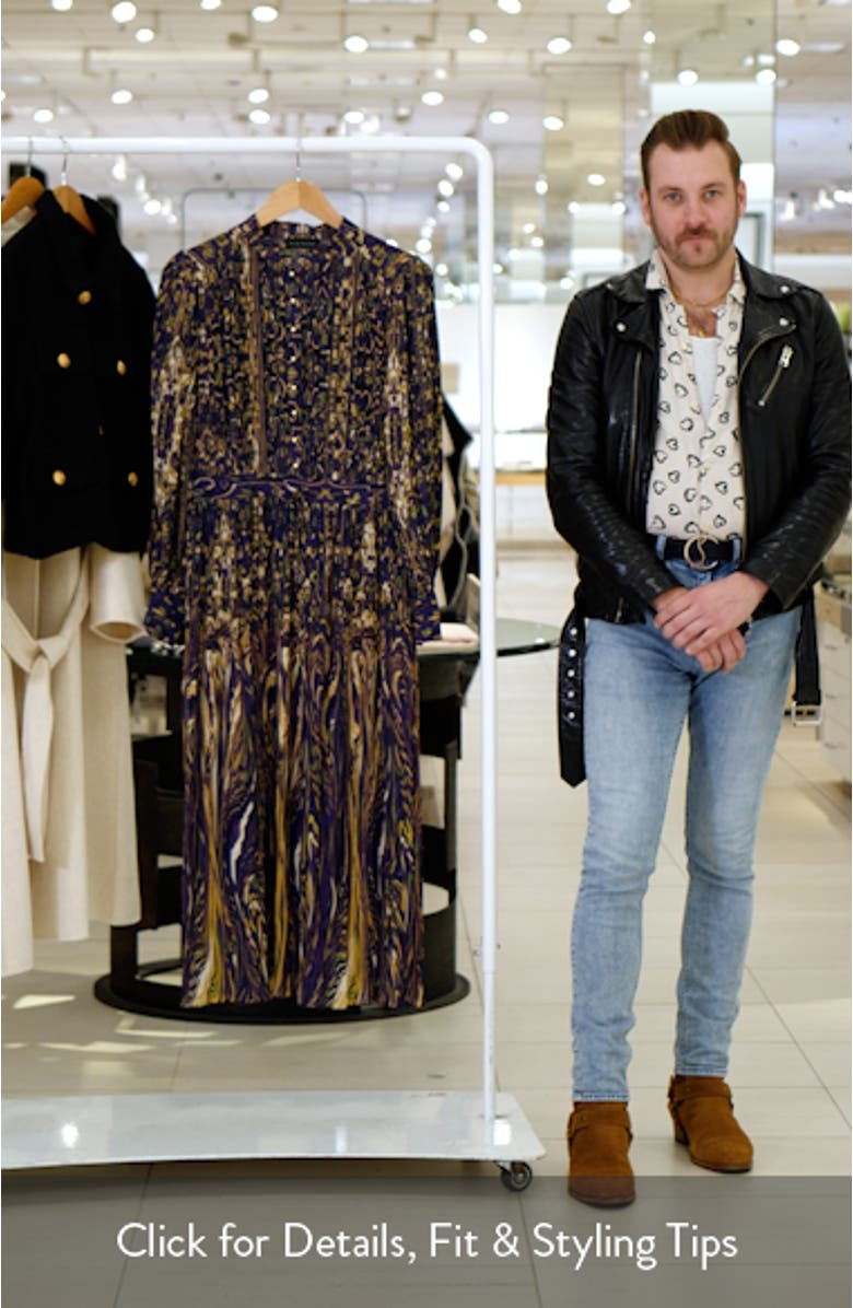 The Alamada Abstract Print Long Sleeve Chiffon Shirtdress, sales video thumbnail