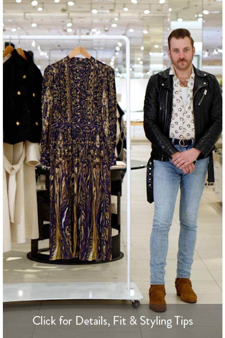 The Alamada Abstract Print Long Sleeve Chiffon Shirtdress video