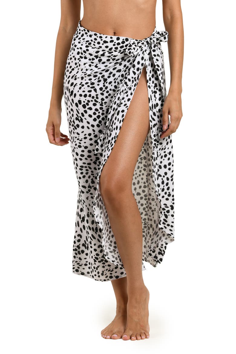 Dot and Dune Midi Skirt Cover-Up, Main, color, BLACK AND WHITE