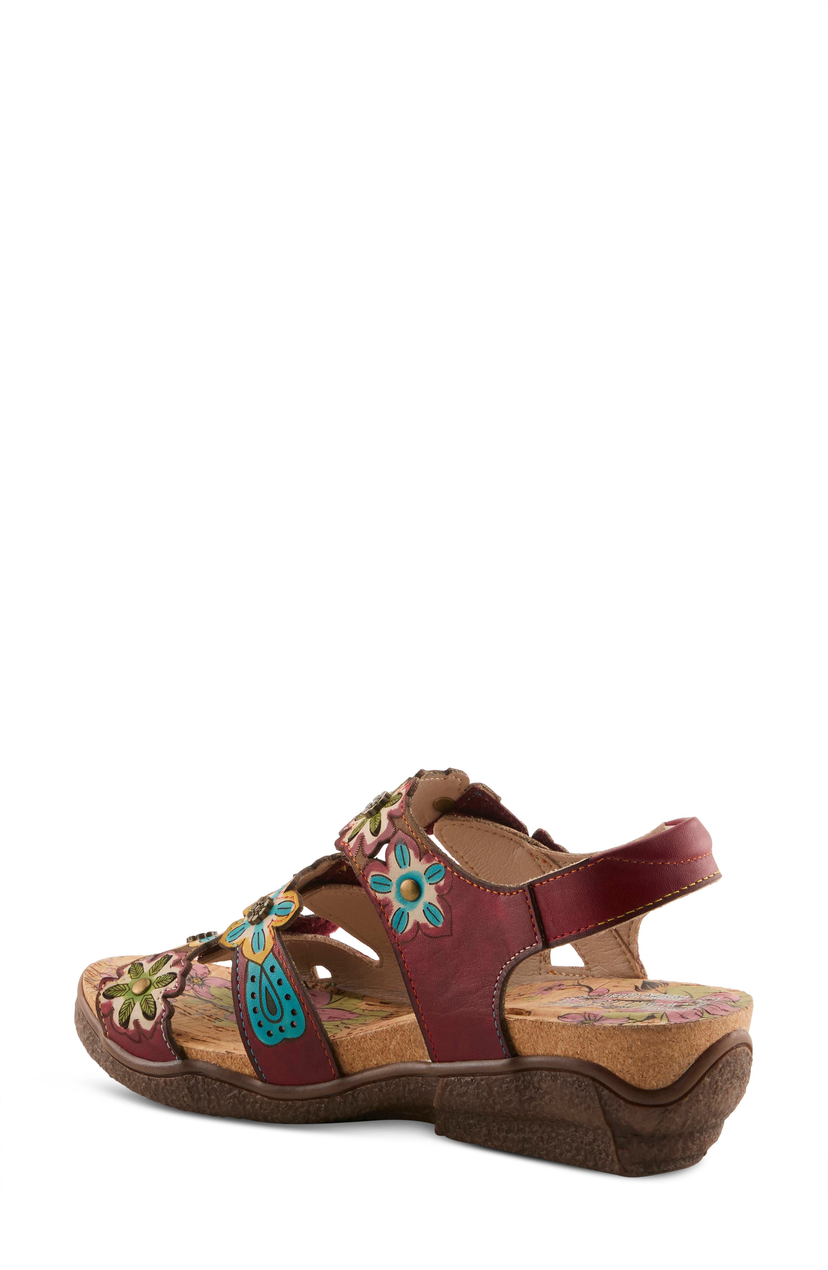L'Artiste by Spring Step Bethie Sandal, Alternate, color, Dark Red Multi