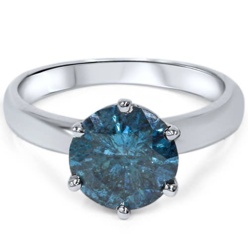 Bliss Diamond 2ct Blue Diamond Solitaire Engagement Ring 14k Gold Lab Grown