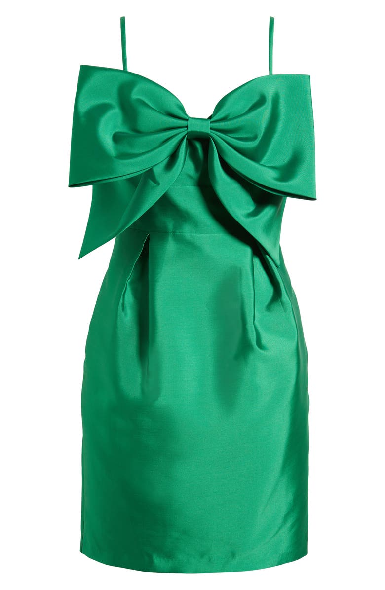 Eliza J Bow Mikado Cocktail Dress, Alternate, color, Emerald