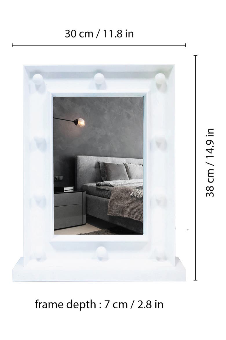 White Hollywood Vanity Wall Mirror, Alternate, color, WHITE