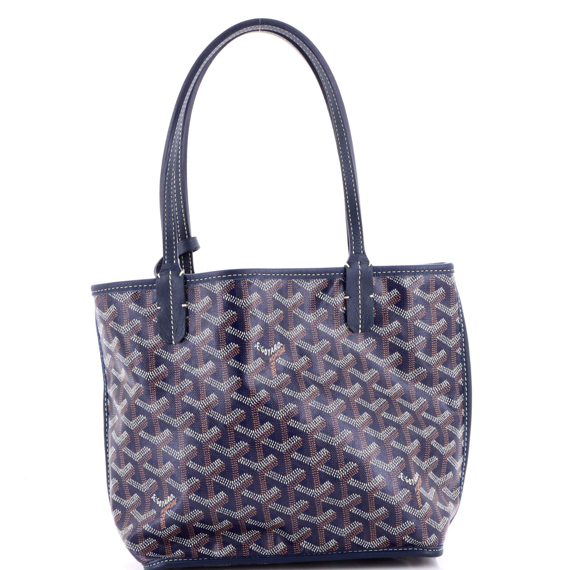 Pre-Owned Goyard Anjou Reversible Tote Coated Canvas Mini, Main, color, Blue