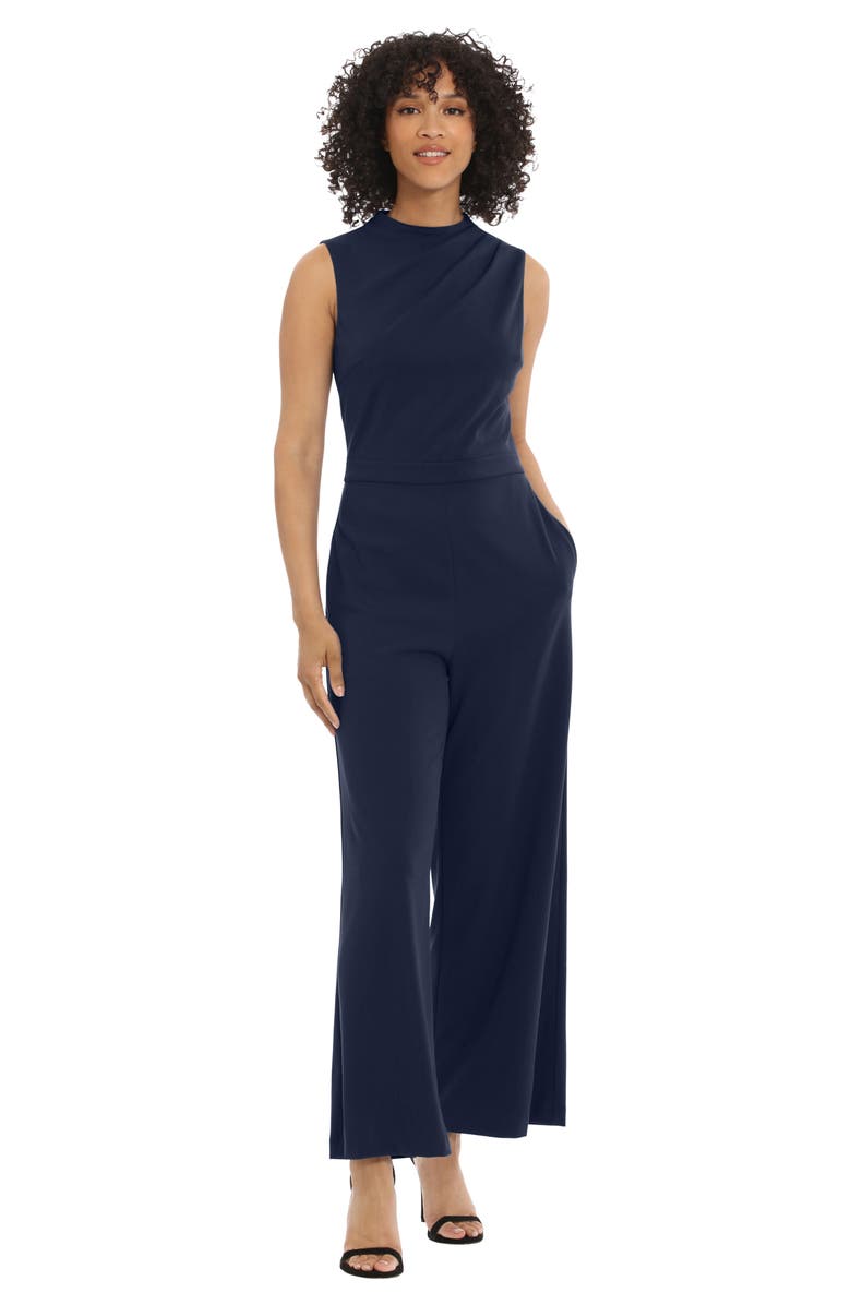 Maggy London Mock Neck Jumpsuit, Alternate, color, Twlght/Nvy