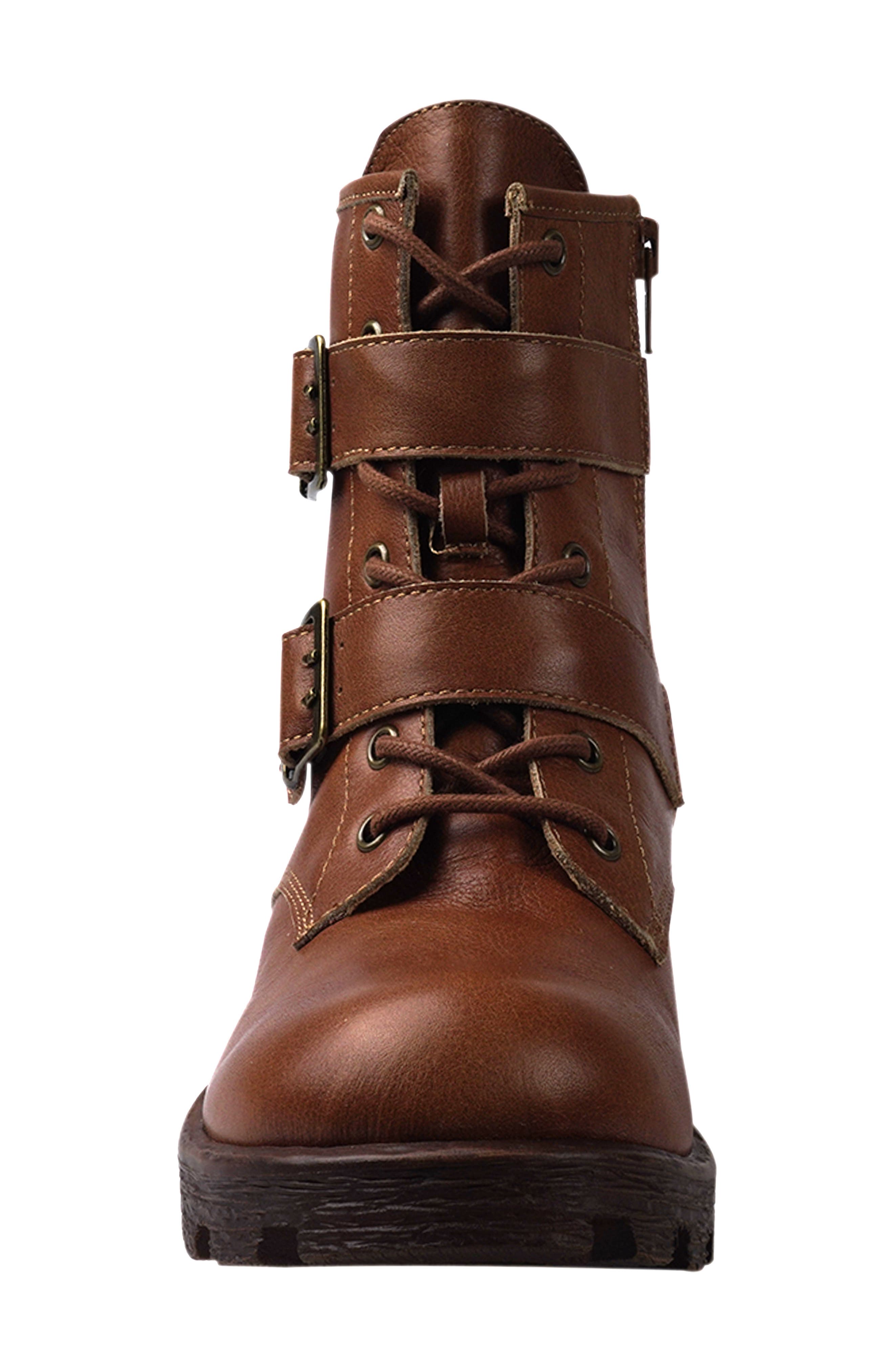 Candie's Stanza Lug Sole Moto Bootie, Alternate, color, Tan Leather