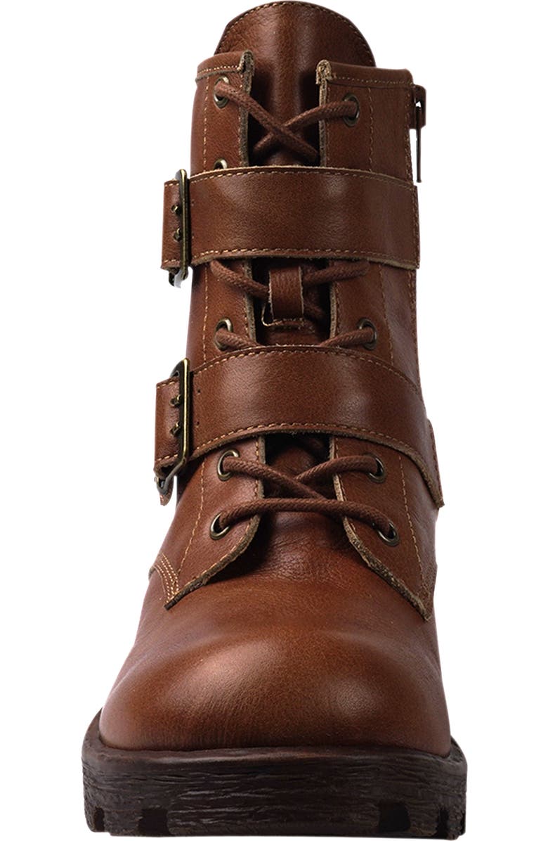 Candie's Stanza Lug Sole Moto Bootie, Alternate, color, Tan Leather