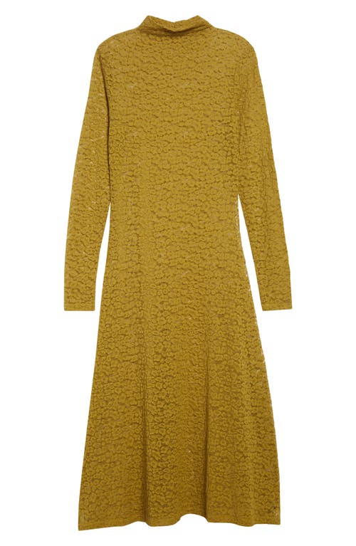 Ulla Johnson Talia Lace Long Sleeve Mock Neck Dress In Green