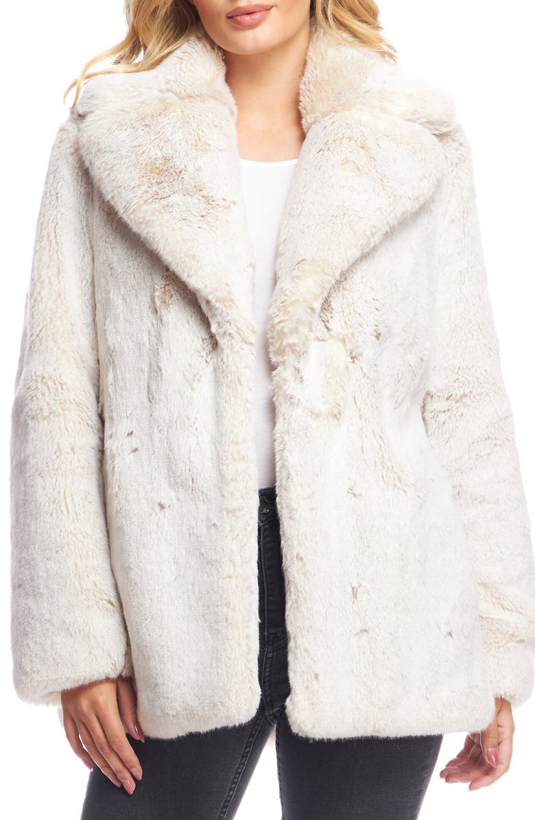 DONNA SALYERS FABULOUS FURS Notch Collar Faux Fur Coat, Main, color, Pearl