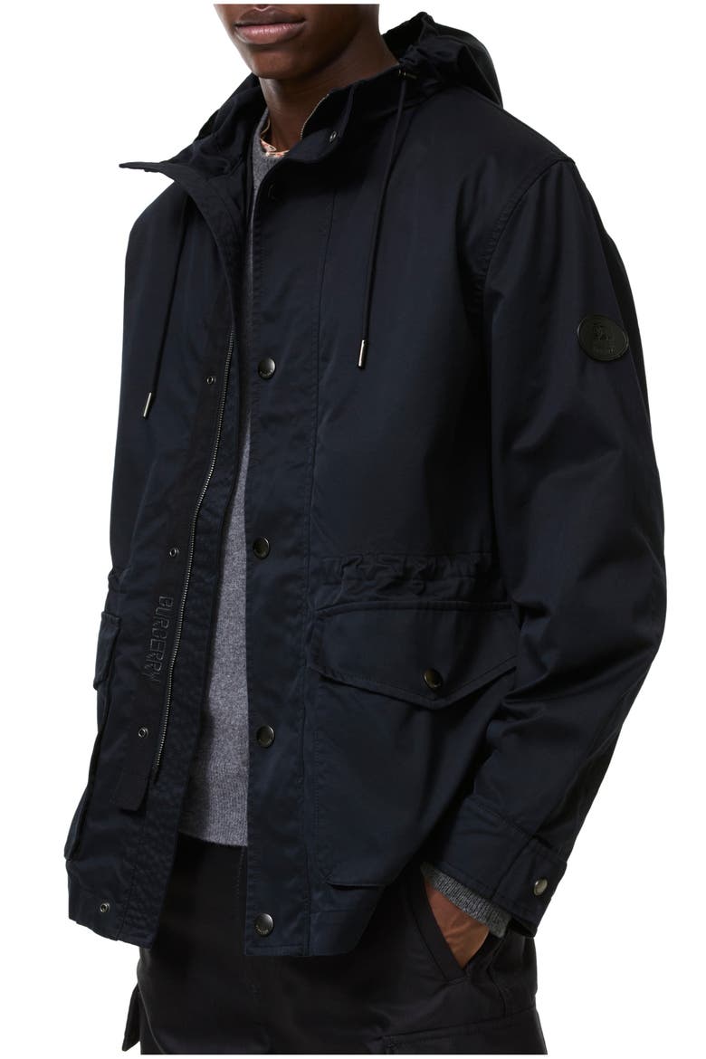Gabardine Euston Hooded Jacket with Warmer, Main, color, Coal blue