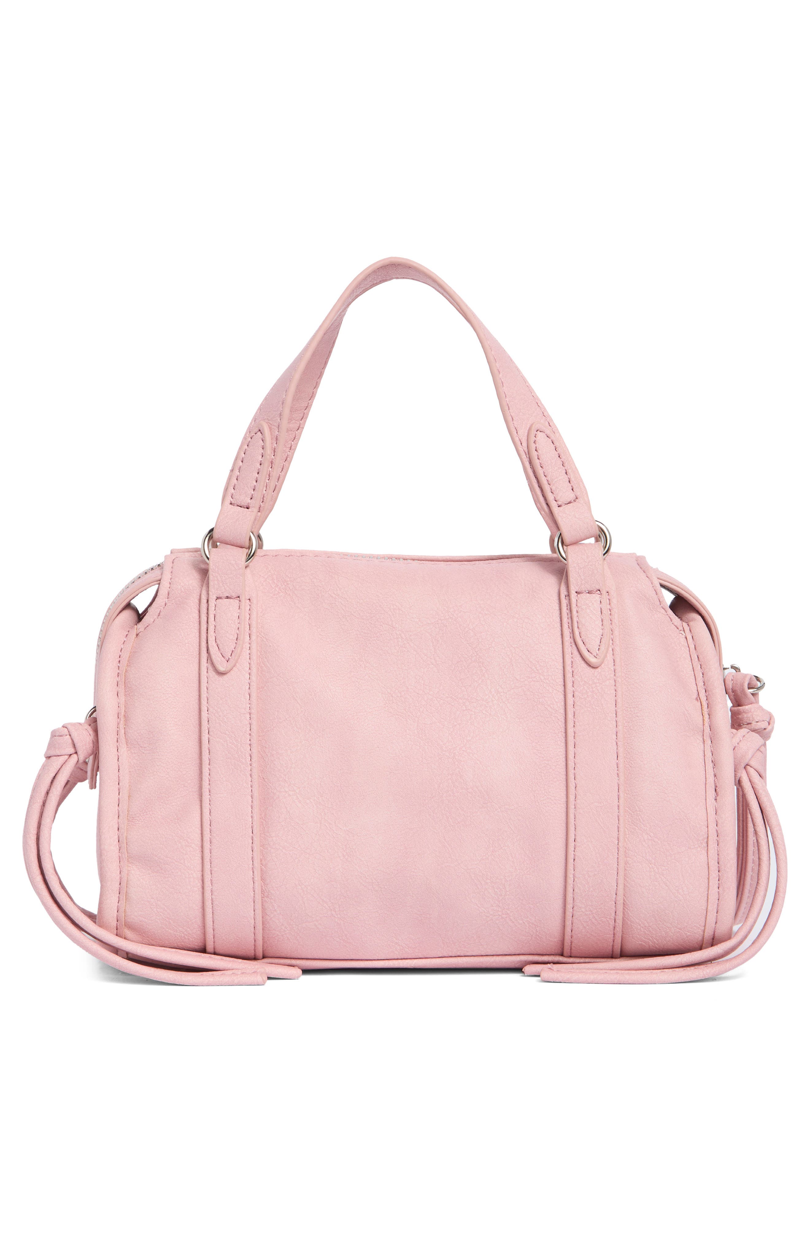 Mini Washed Faux Leather Satchel Bag, Alternate, color, LIGHT PINK