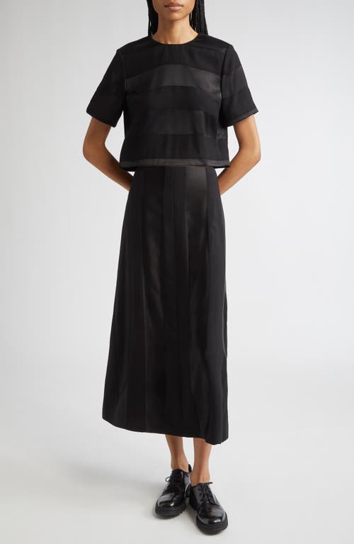 Partow Jackson Textured Stripe A-line Midi Skirt In Black