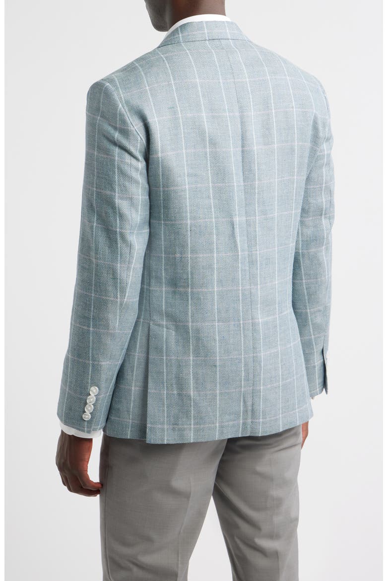 Windowpane Check Linen & Wool Sport Coat, Alternate, color, TEAL GRANA WINDOWPANE