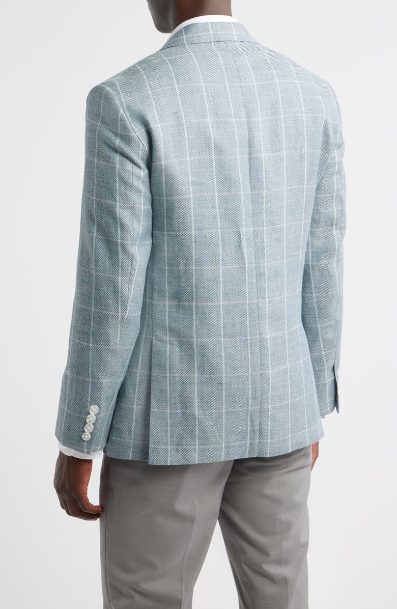 Nordstrom Windowpane Check Linen & Wool Sport Coat, Alternate, color, Teal Grana Windowpane