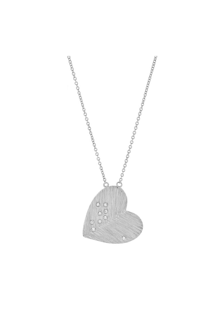 Aether Scattered Diamond Studded Heart Disc Pendant in 14K Gold, Main, color, 14K White Gold