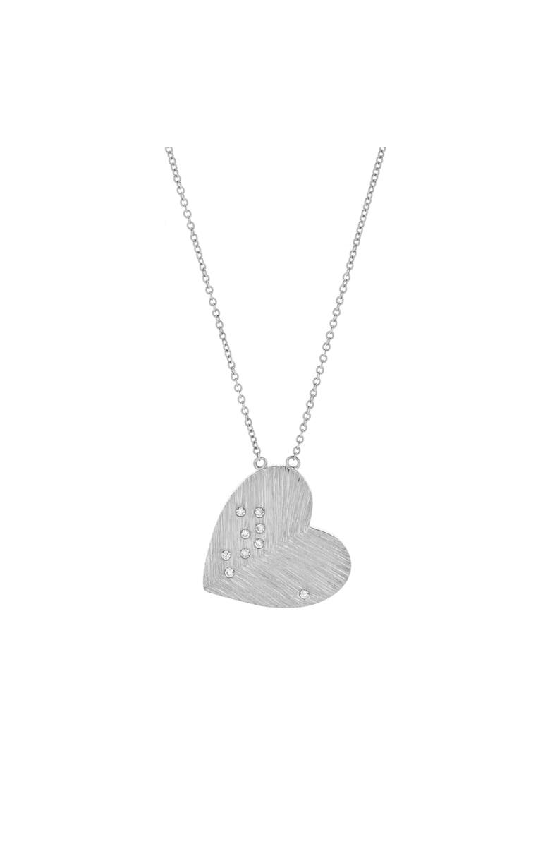 LuvMyJewelry Aether Scattered Diamond Studded Heart Disc Pendant in 14K Gold, Main, color, 14K White Gold