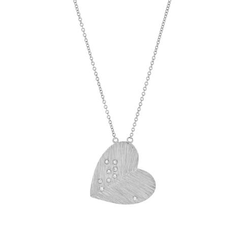 Aether Scattered Diamond Studded Heart Disc Pendant in 14K Gold