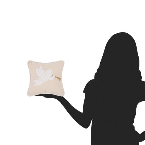 C & F Home C&f Home White Singing Angel With Gold Horn On Biege Background French Knot Small/petite Accent Pill In Neutral