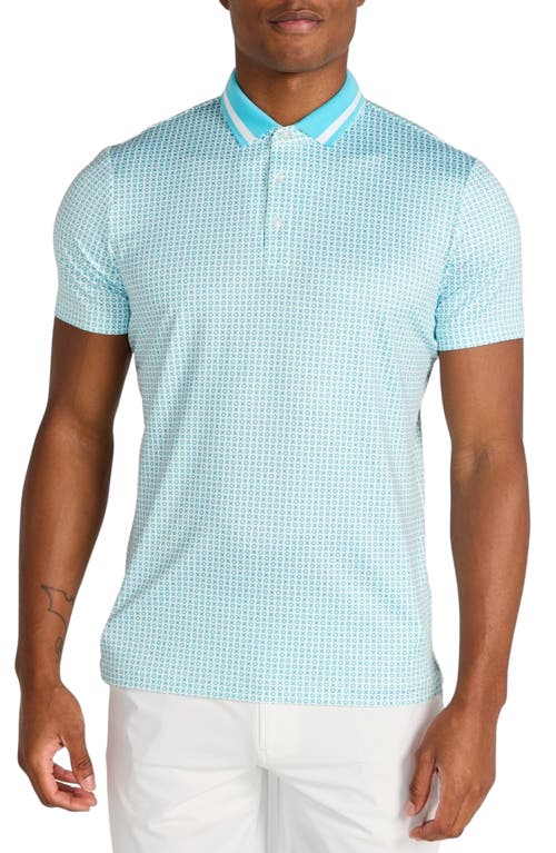 Redvanly Norvins Neat Tic Tac Toe Print Performance Golf Polo In Blue