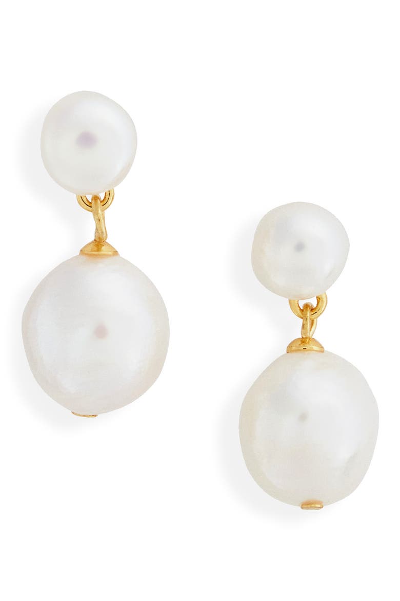 Sandra Freshwater Pearl Drop Earrings, Main, color, WHITE