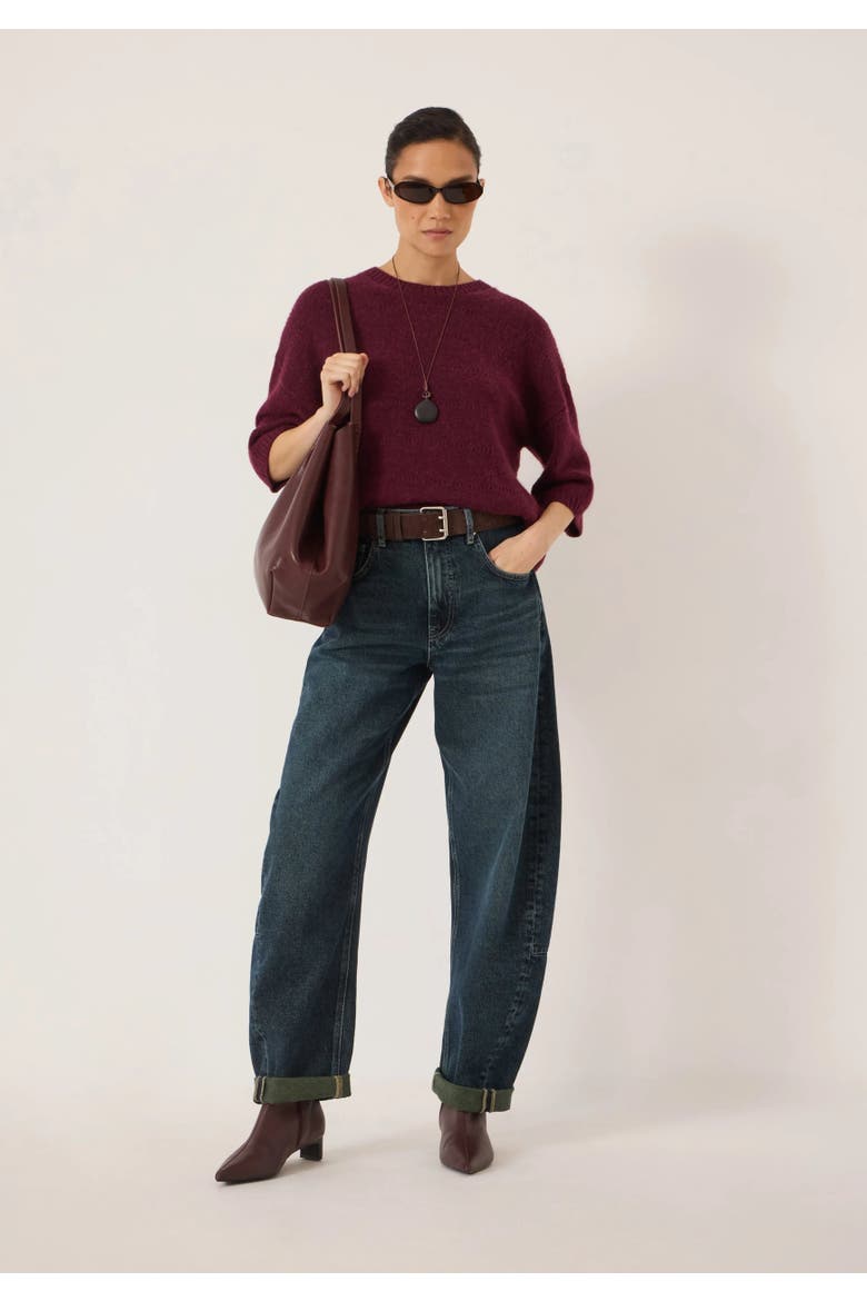 Arlette Gathered Sleeve Tee, Alternate, color, Burgundy Fig