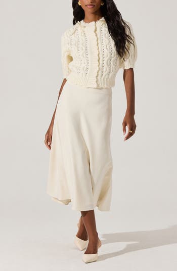 Bow Cable Stitch Short Sleeve Cardigan