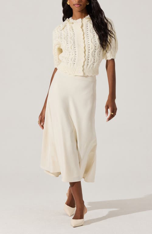Astr The Label Bow Cable Stitch Short Sleeve Cardigan