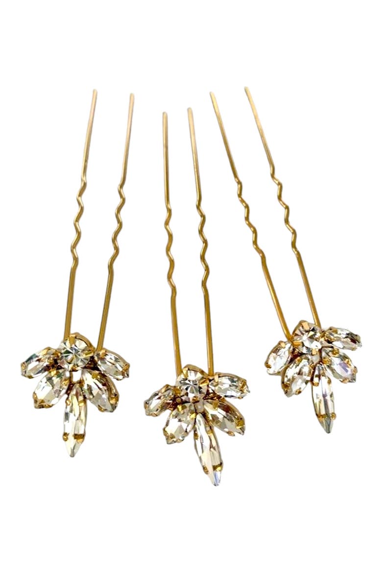 Coco Set of 3 Crystal Hair Pins (Nordstrom Exclusive), Main, color, GOLD