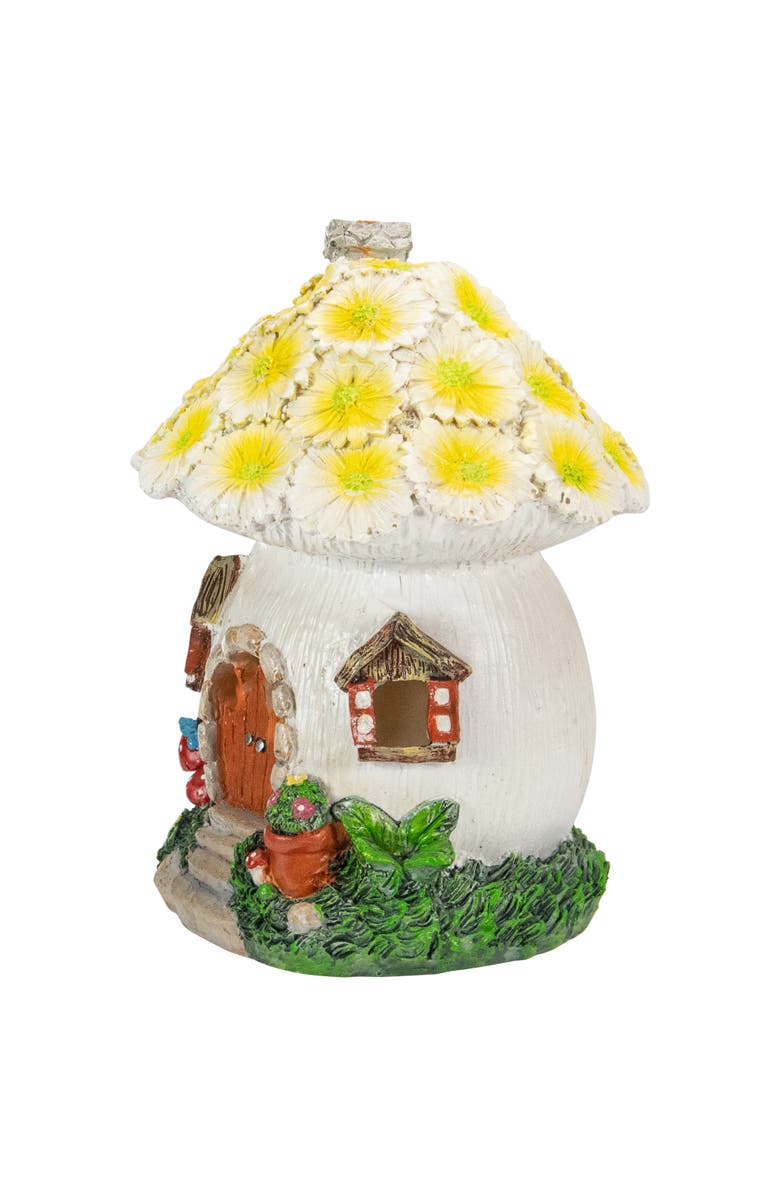 Northlight 7.25" Solar Lighted Flower House Outdoor Garden Statue, Alternate, color, Brown
