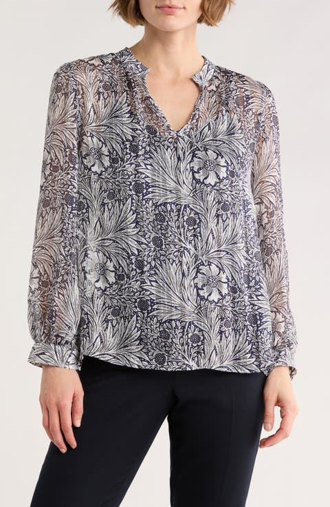 Floral Long Sleeve Chiffon Top