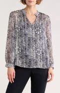 ELIE ELIE TAHARI Floral Long Sleeve Chiffon Top