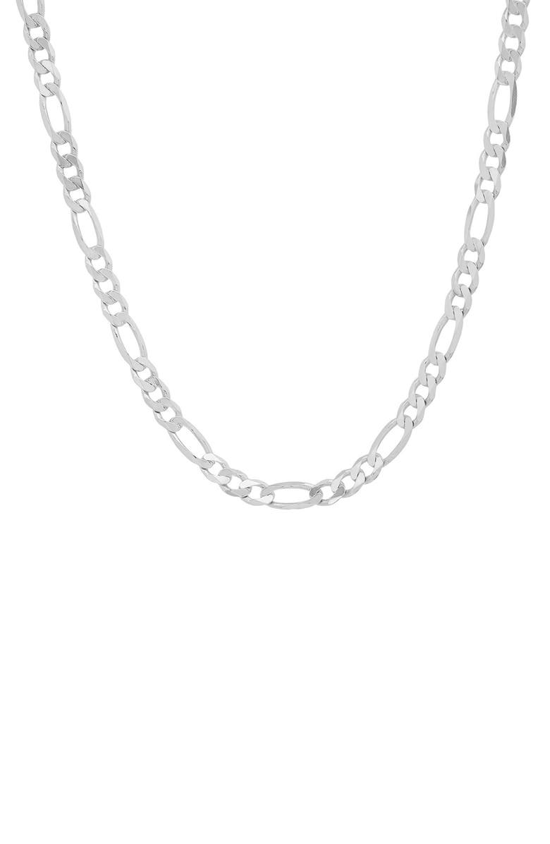Queen Jewels Sterling Silver Italian Figaro Chain Necklace, Main, color, Silver