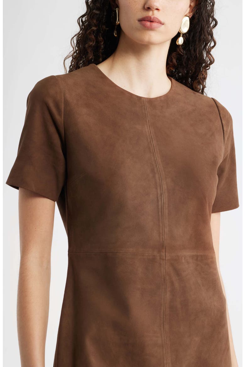 Sculpted Suede Minidress, Alternate, color, BROWN DRUM