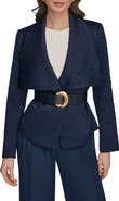 Donna Karan New York Wide Lapel Belted Blazer