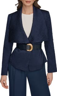 Donna Karan New York Wide Lapel Belted Blazer