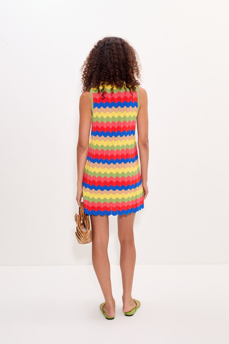 Moji Knit Crochet Mini Dress, Alternate, color, Tropical Wave