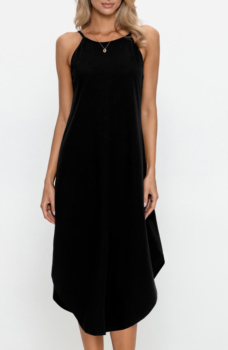 PS By Cupshe Sleeveless Curve Hem Midi Dress, Alternate, color, Black