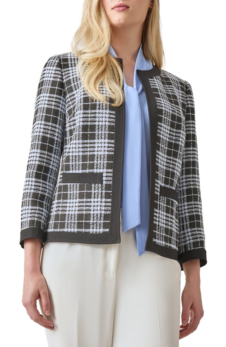 KASPER Plaid Three Quarter Sleeve Blazer, Main, color,