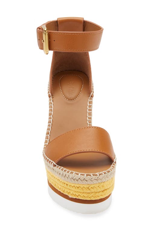 See By Chloé Platform Wedge Espadrille Sandal In Cuoio Rainbow Multicolor