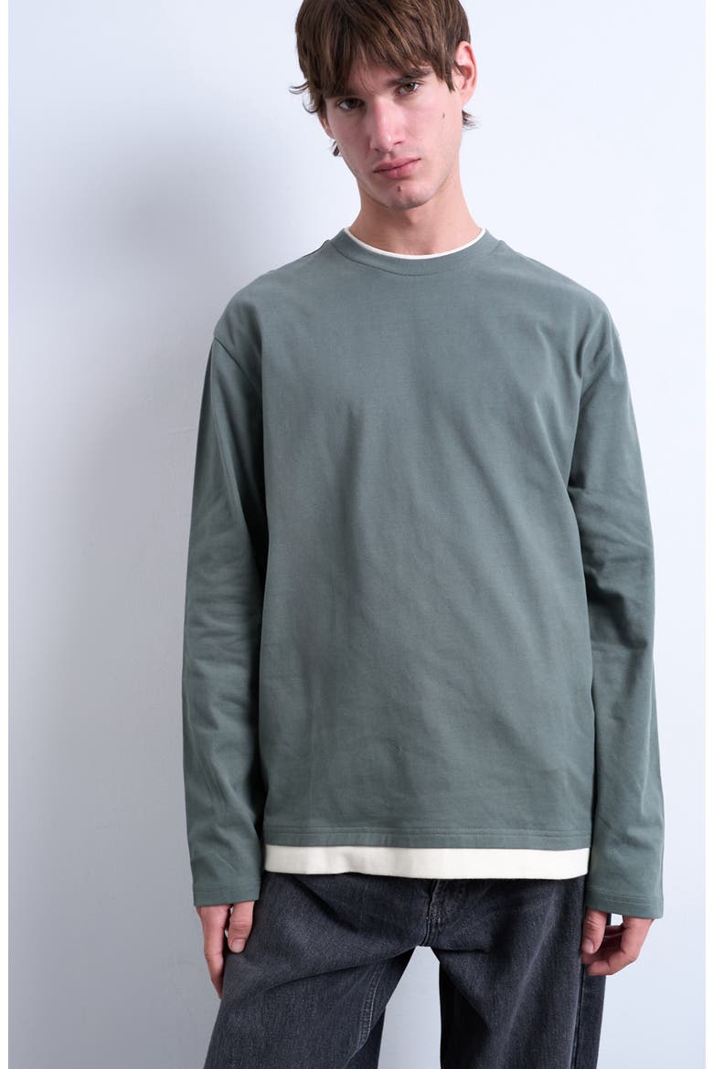 Layered Long Sleeve T-Shirt, Main, color, SAGE