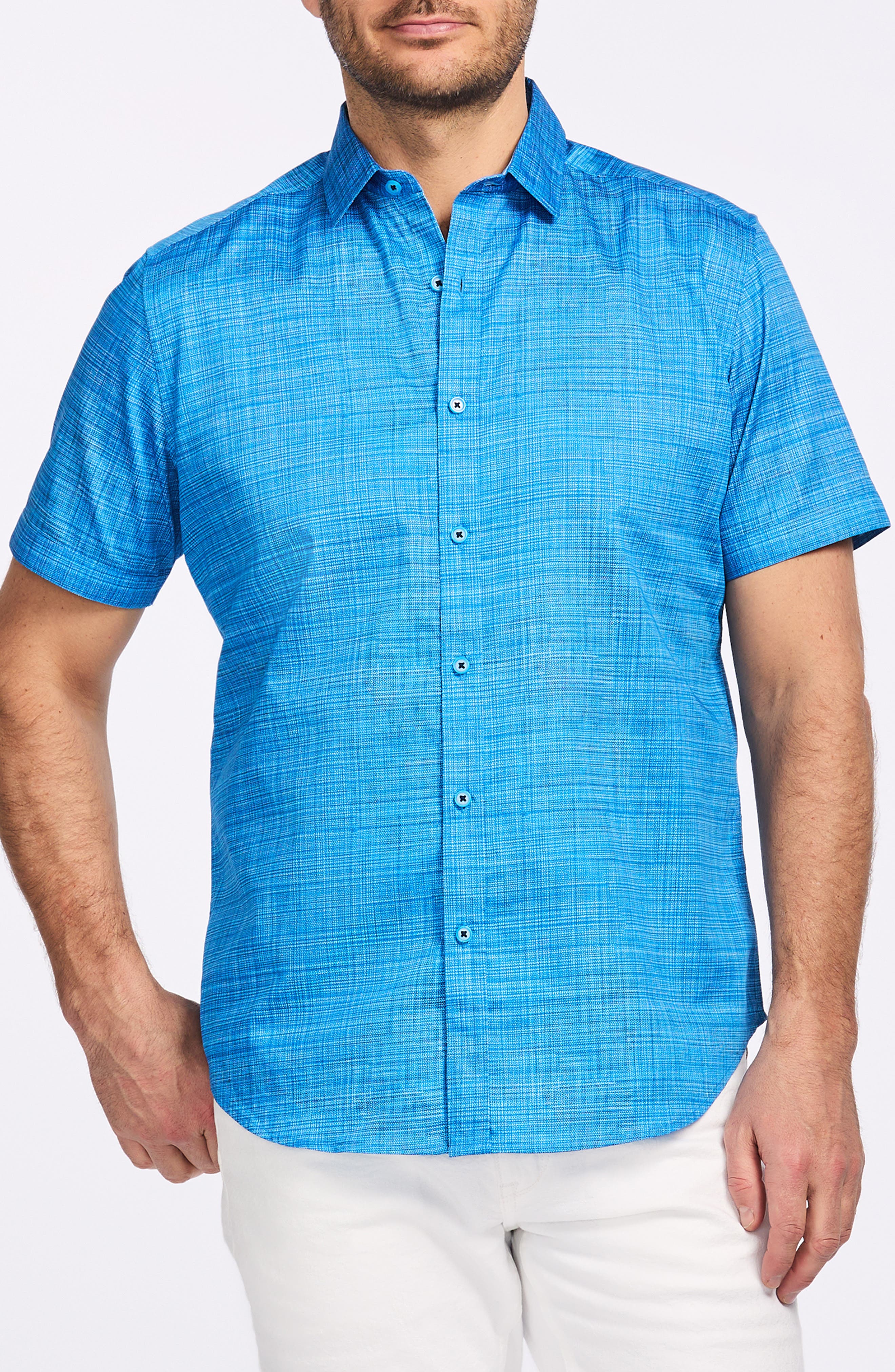 Robert Graham Roth Short Sleeve Cotton Button-Up Shirt
