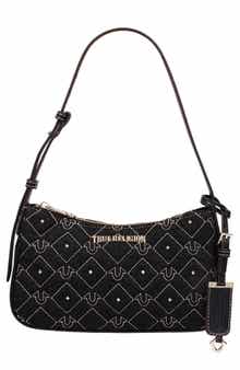 Studded Denim Shoulder Bag