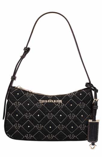 Studded Denim Shoulder Bag