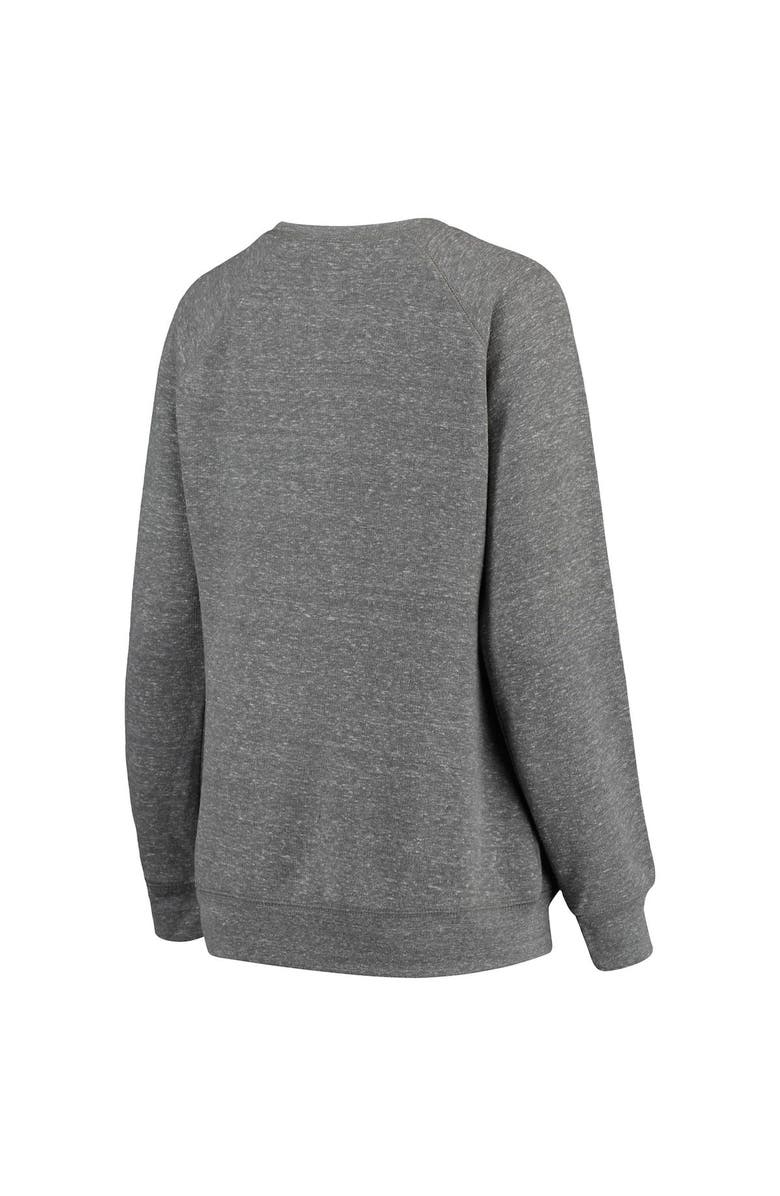 PRESSBOX Women's Pressbox Heathered Gray Kansas Jayhawks Big Team Logo Knobi Fleece Tri-Blend Crew Neck Sweatshirt, Alternate, color,