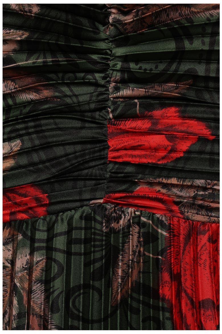 Naira Floral Pleated Maxi Dress, Alternate, color, GREEN FLORAL