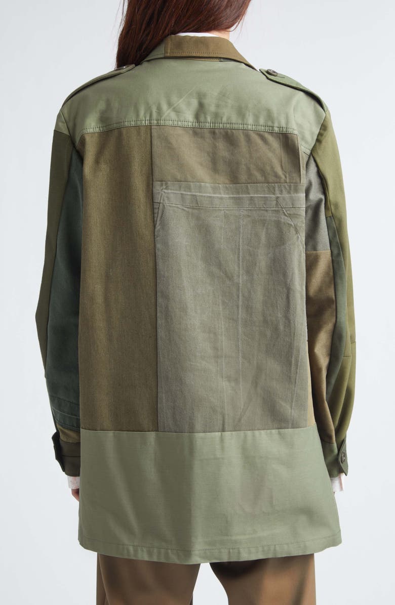 JULIE KEGELS Embroidered Cutout Patchwork Cotton Field Jacket, Alternate, color, Green