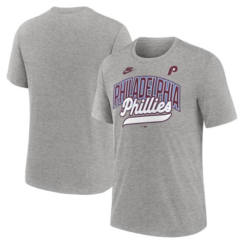 Nike Heather Gray Philadelphia Phillies Cooperstown Collection Retro Tri-blend T-shirt In Gray