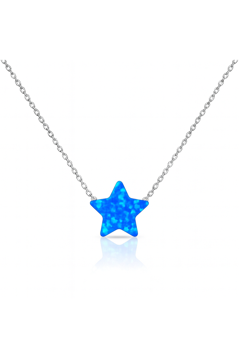 Sterling Silver Blue Opal Star Necklace, Main, color, Blue
